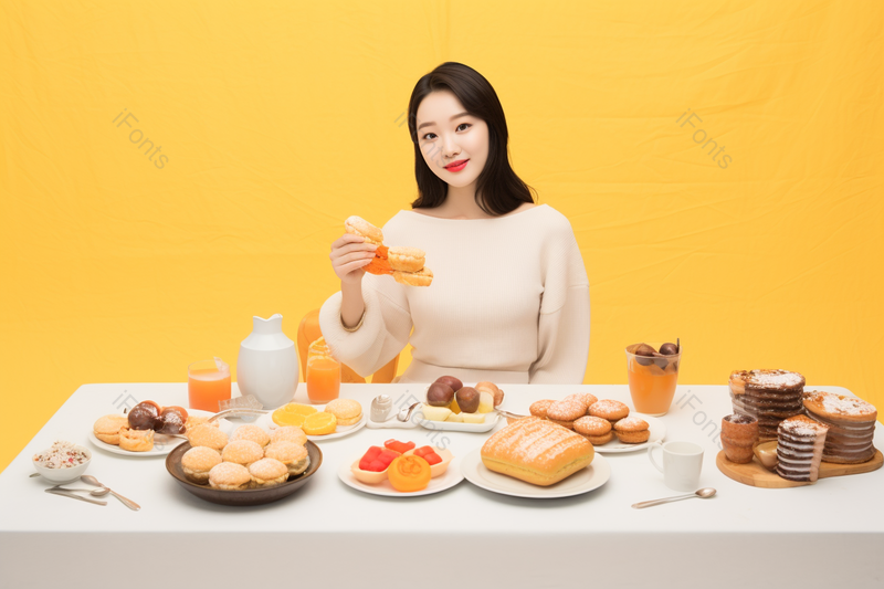 美女吃甜点健康美食营养早餐,高清,摄影图,摄影图片,图片大全,摄影图免费下载